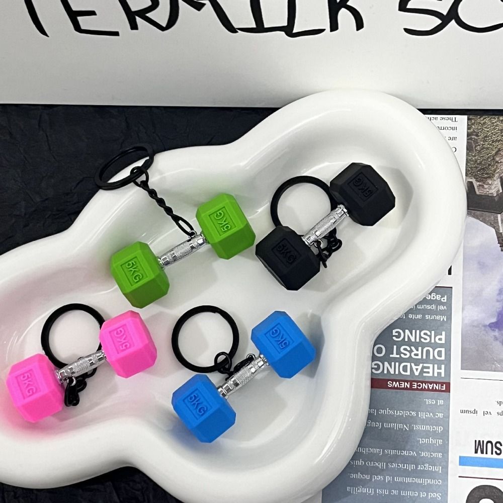 Sports Equipment Supplies - フィットネス機器ダンベルキーホルダー吊り下げ飾りバッグチャームスポーツキーリングPVC合金シミュレーションバーベルペンダントジムギフト