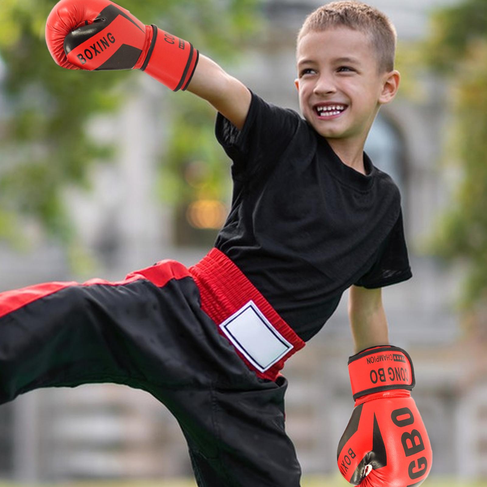 Boxing Glove Set - 1 ペア子供用ボクシンググローブ子供用パンチングトレーニンググローブワークアウト格闘運動ミットレスリングトレーニングフィットネスグローブ