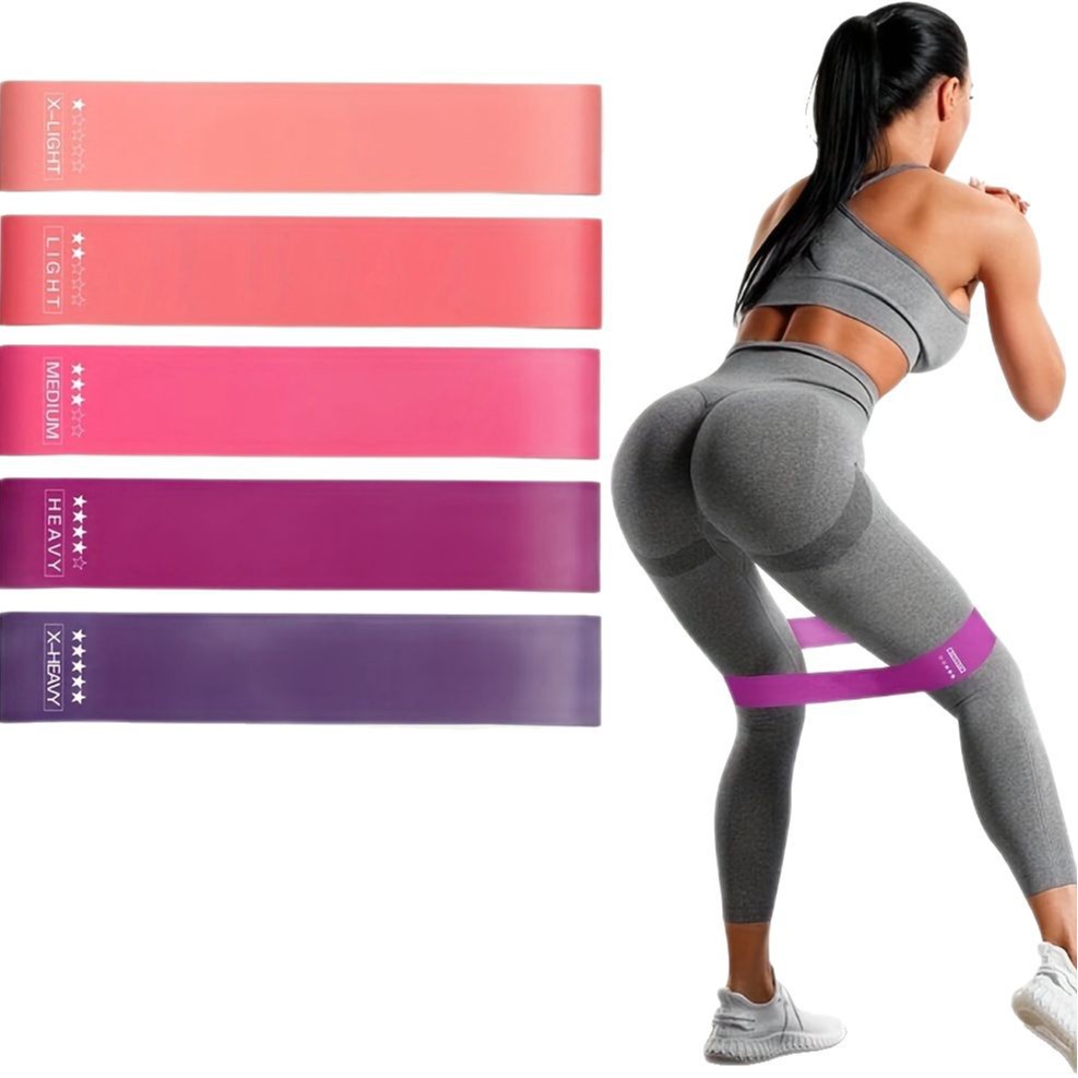 Sports Equipment Supplies - 5ピースカラーレジスタンスバンドセット ポータブル弾性フィットネスバンド ヨガ、ピラティス、ジム、ウェイトトレーニング用 耐久性のある素材、ストレッチや筋力トレーニングに最適 ピラティス器具 多機能フィットネスベルト