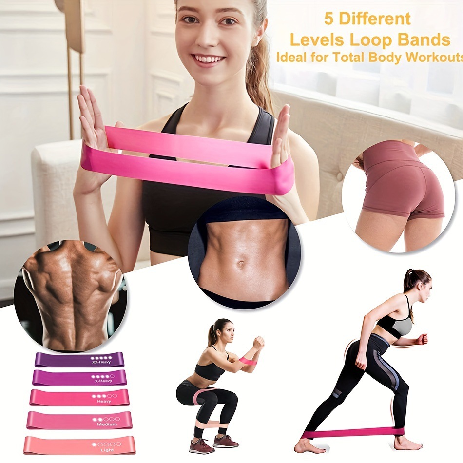 5ピースカラーレジスタンスバンドセット ポータブル弾性フィッ - Sports Equipment Supplies のレビューと価格